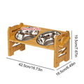 Bamboo Adjustable Elevated Pet Feeder with 2 Stainless Steel Bowls, 16.73" - SuperSaverAU - view 3