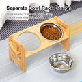 Bamboo Adjustable Elevated Pet Feeder with 2 Stainless Steel Bowls, 16.73" - SuperSaverAU - view 5