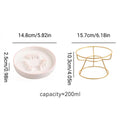 Premium Yellow & White Ceramic Slow Feeder Cat Bowl with Iron Stand