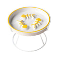 Premium Yellow & White Ceramic Slow Feeder Cat Bowl with Iron Stand