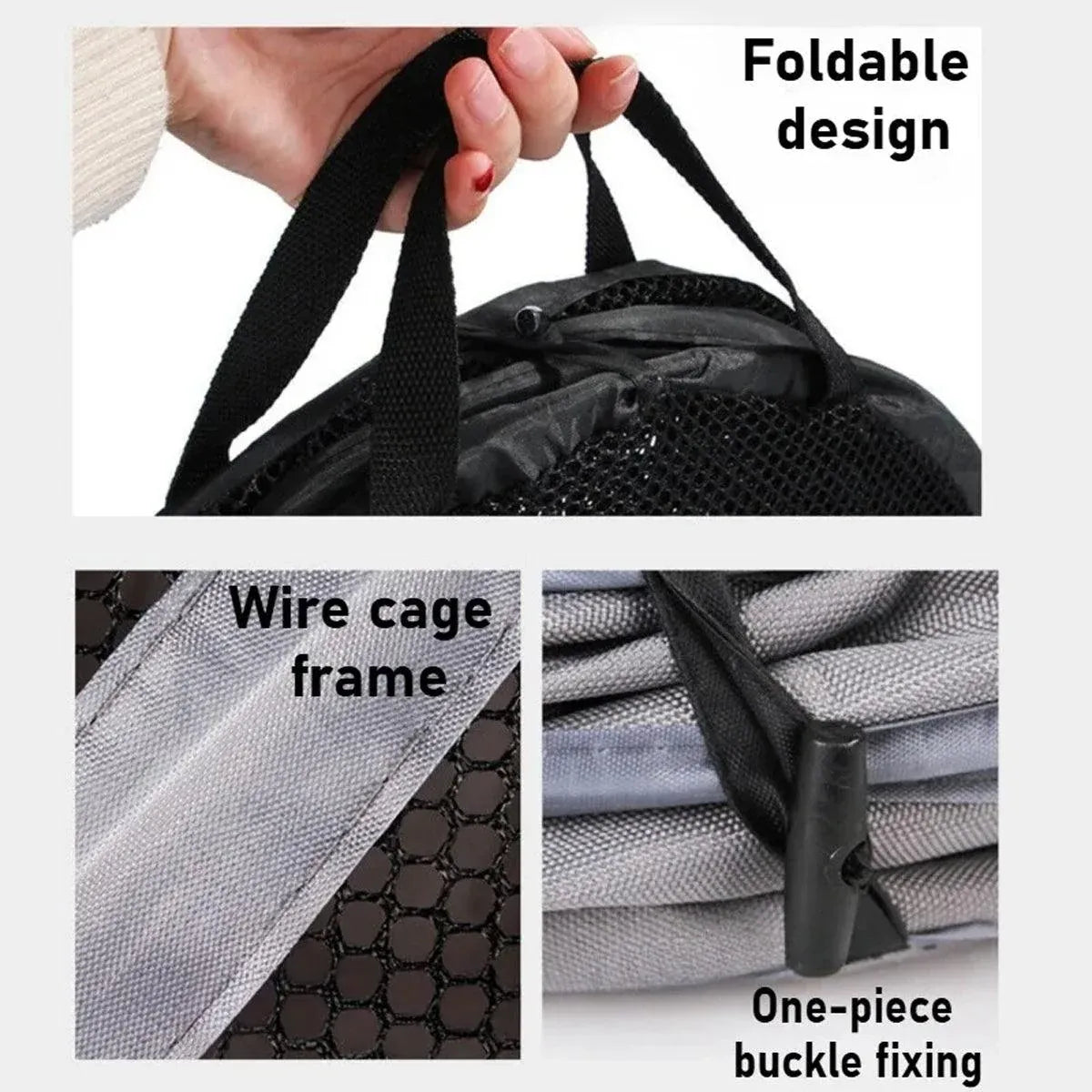 Foldable Pet Car Bag - Breathable Travel Tent, 123cm x 58cm, Grey