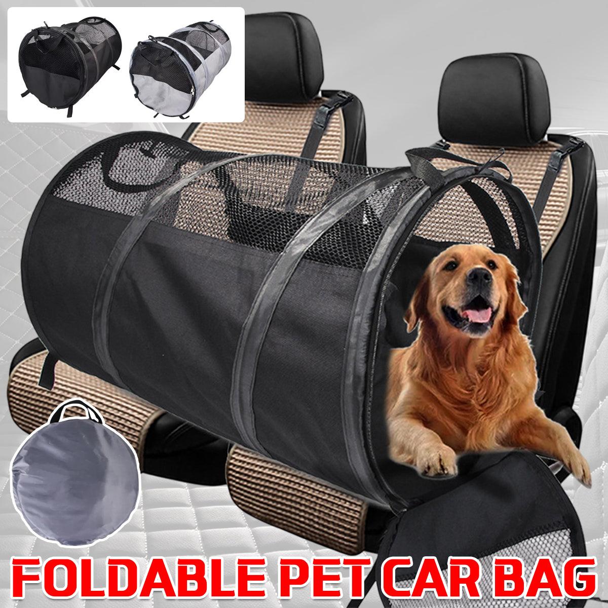 Foldable Pet Car Bag - Breathable Travel Tent, 123cm x 58cm, Grey