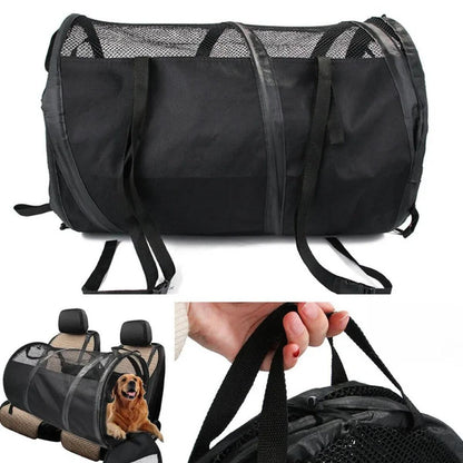 Foldable Pet Car Bag - Breathable Travel Tent, 123cm x 58cm, Grey