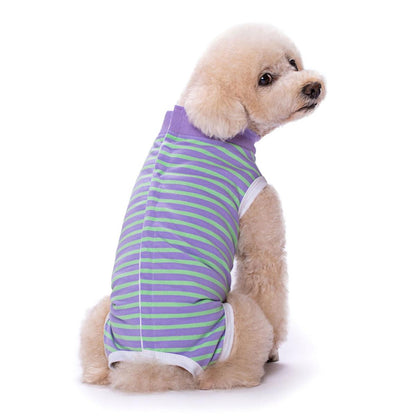 Striped Dog Clothes Belly Protector Vest Tummy Wrap Shirt for Small Dogs Puppies - Grey-XXL