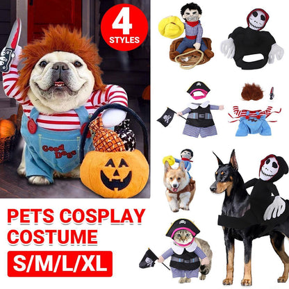 Halloween Dog Costume Pet Accessories Funny Dress Up for Small Medium Dogs - New Pirate-XL