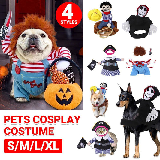 Halloween Dog Costume Pet Accessories Funny Dress Up for Small Medium Dogs - New Pirate-XL