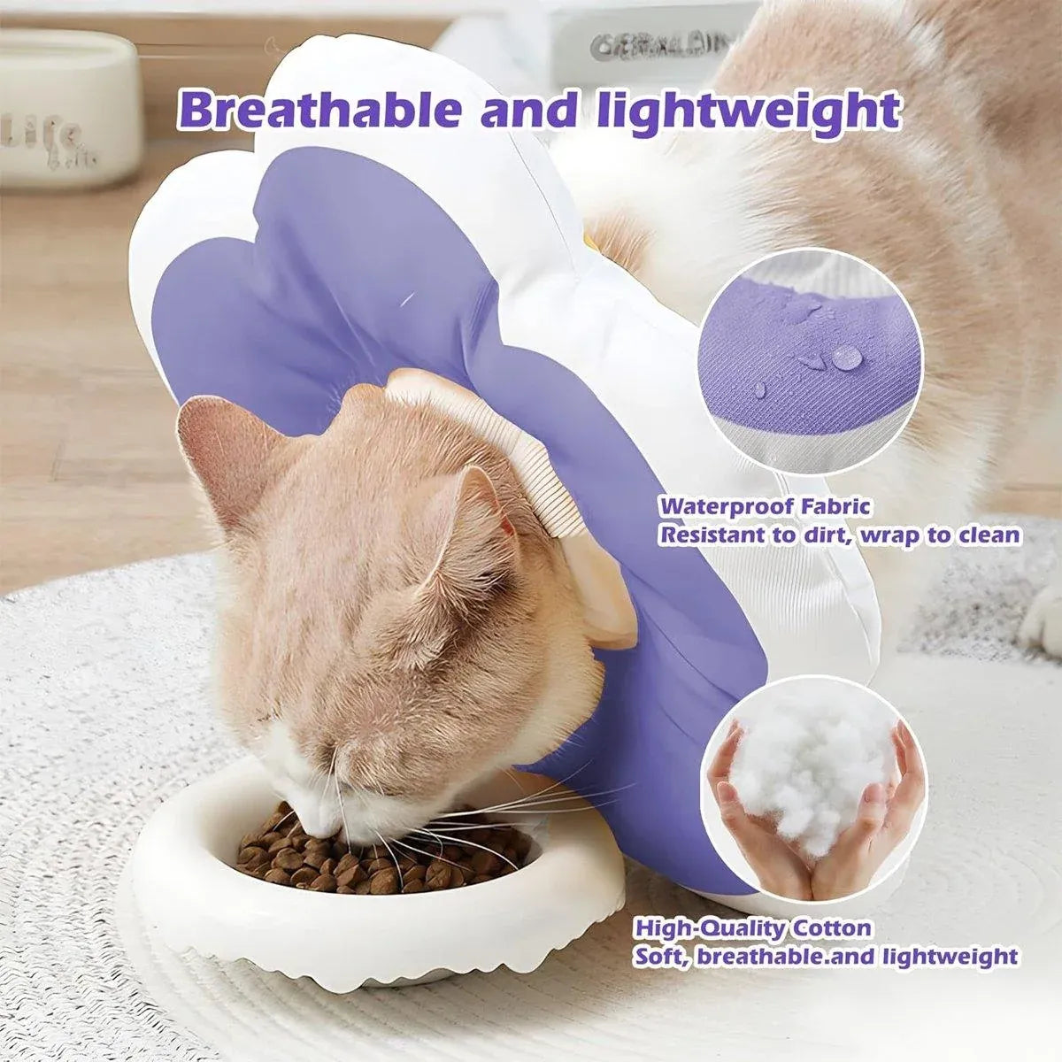 Premium Elizabethan Cat Recovery Collar - Purple L