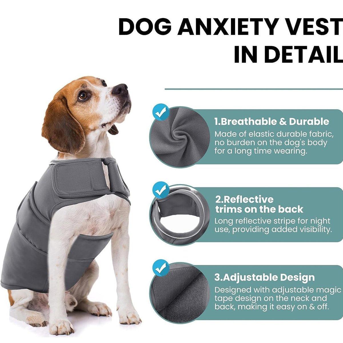 Pet Comfort Dog Anxiety Relief Vest Jacket - Soft, Adjustable, Reflective - XL