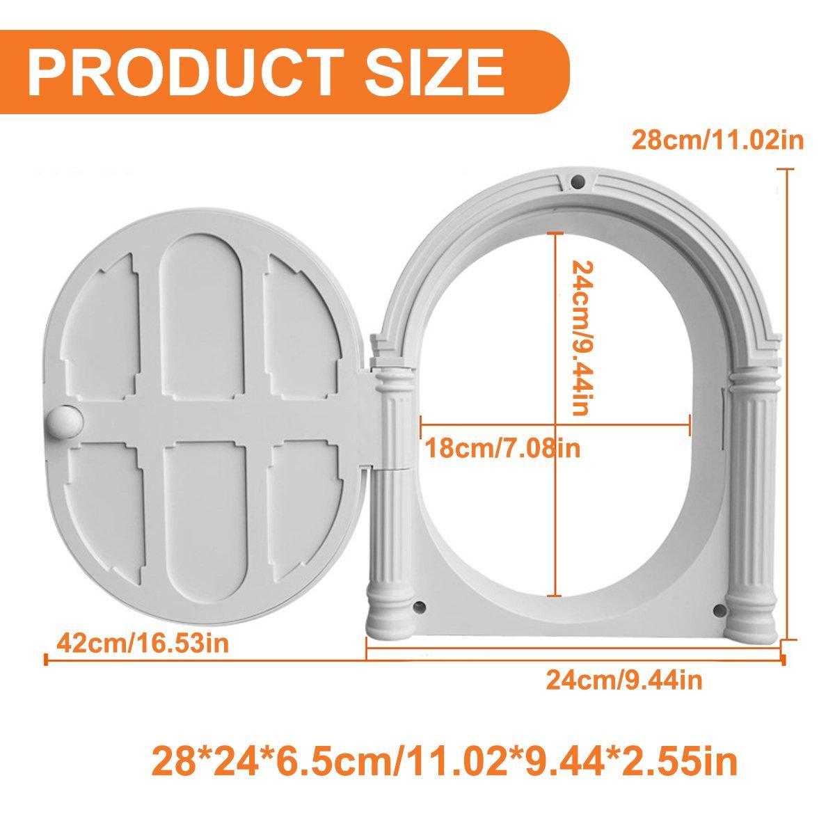 Controllable Cat Dog Door Flap - Adjustable Entry Exit, White, 28cm x 24cm
