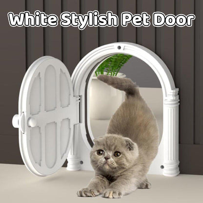 Controllable Cat Dog Door Flap - Adjustable Entry Exit, White, 28cm x 24cm