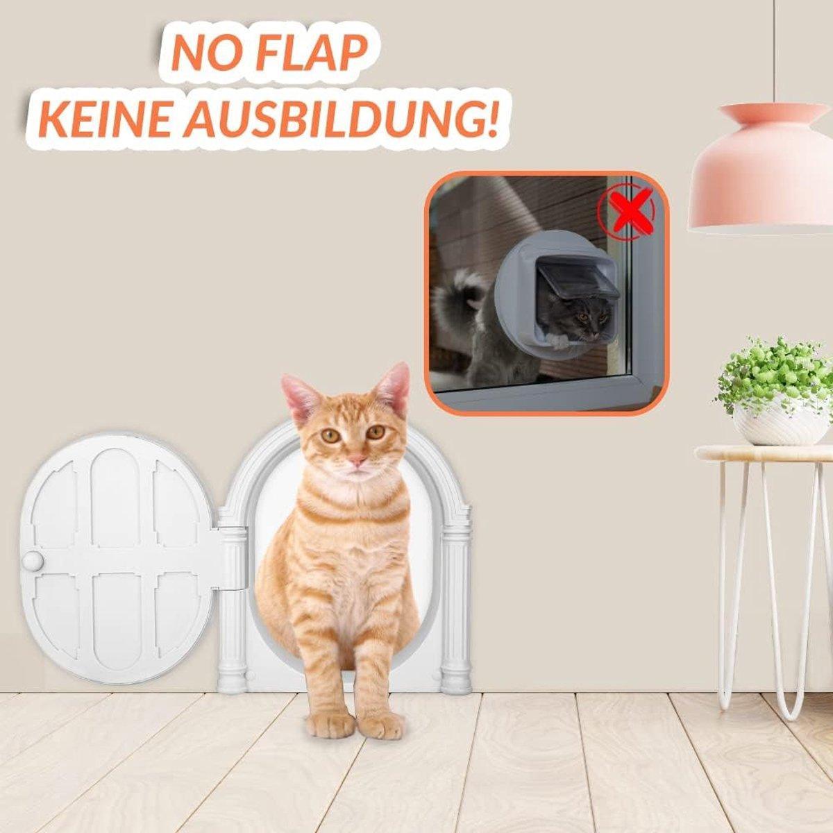 Controllable Cat Dog Door Flap - Adjustable Entry Exit, White, 28cm x 24cm