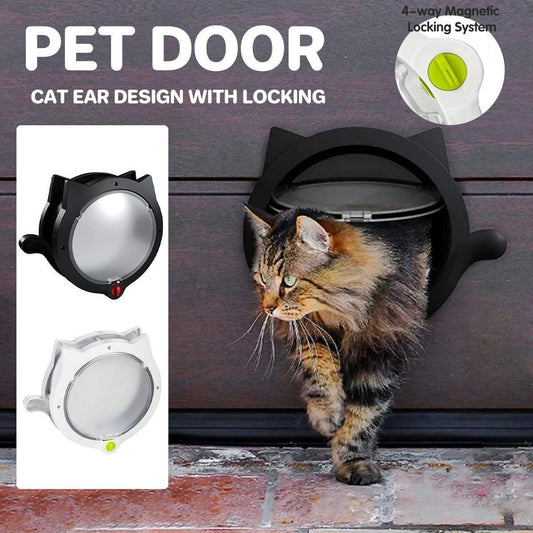 Cat Ear Pet Door for Cats and Dogs - 31.5cm x 27.5cm - Durable, Easy Access, White