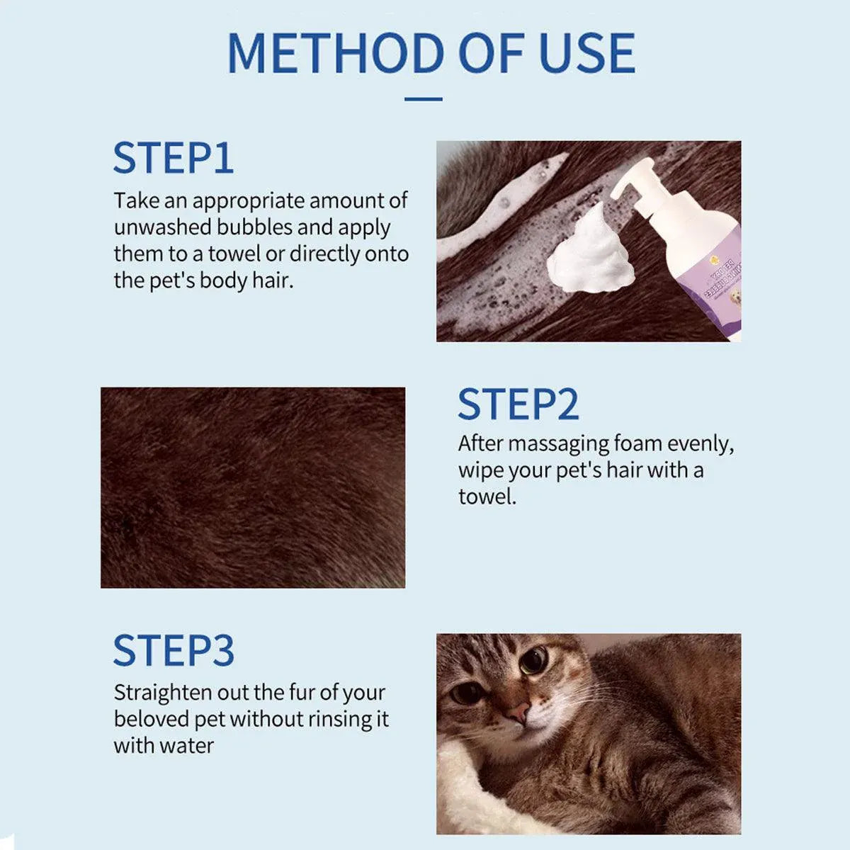 Premium Pet No Rinse Dry Cleaning Foam for Cats & Dogs - 500ml