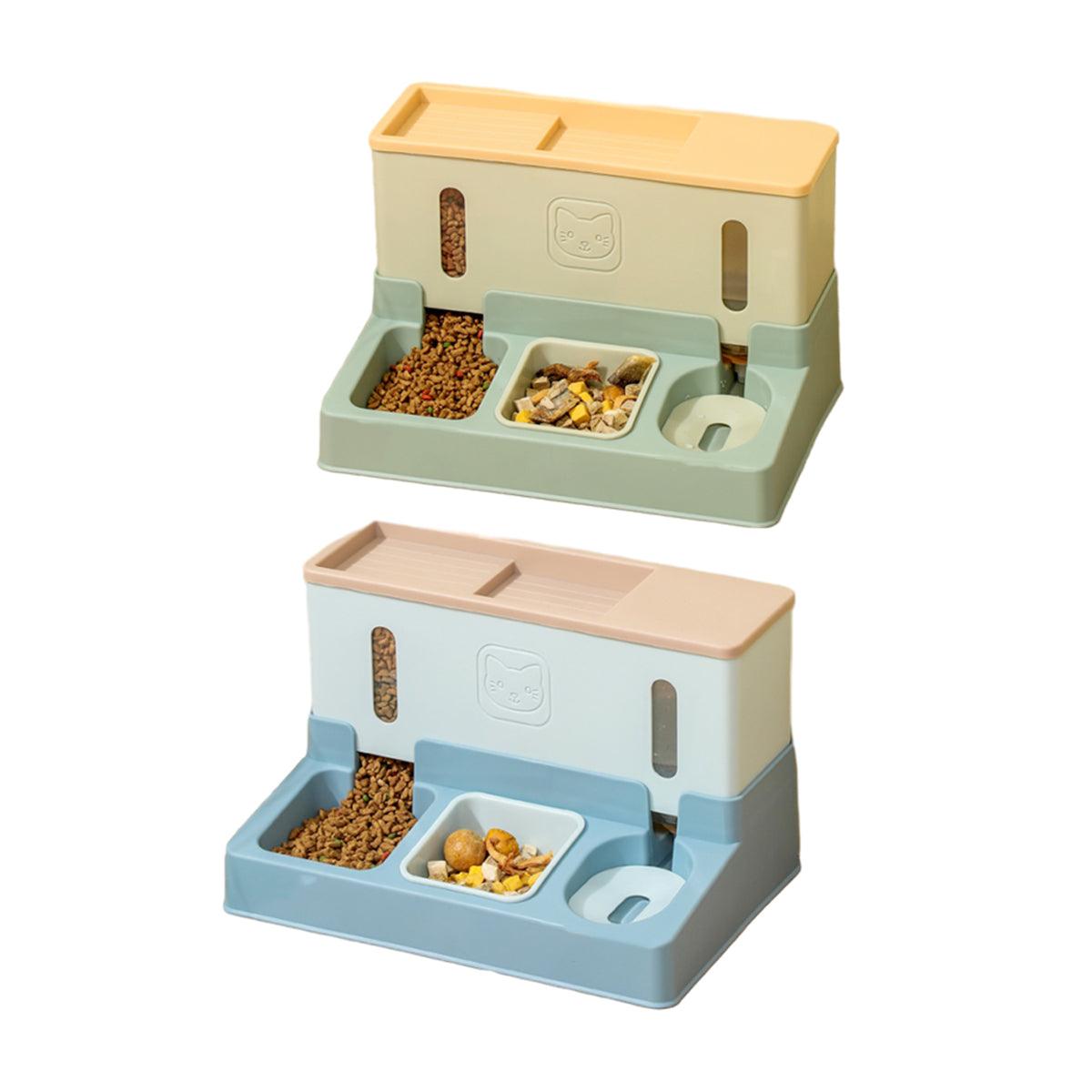 Automatic Pet Water Dispenser and Feeder - 2-in-1, 13.7 x 9.3 x 8.66 inches, Green