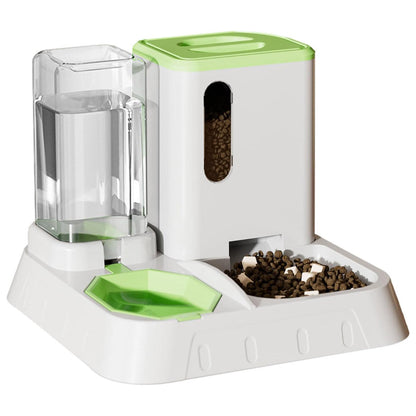 Automatic Pet Feeder and Water Dispenser 2.2L Food 1.3L Water - Green