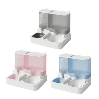 Automatic Cat Feeder Water Dispenser 2.8L Food 1L Water BPA-Free Plastic Bowl - Pink