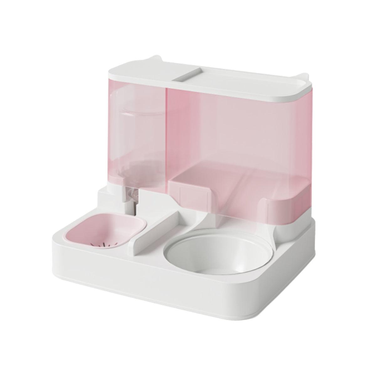 Automatic Cat Feeder Water Dispenser 2.8L Food 1L Water BPA-Free Plastic Bowl - Pink