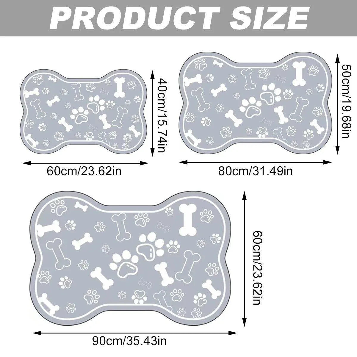 Premium Diatom Mud Pet Feeding Mat Non-Slip - Grey 50 x 80cm