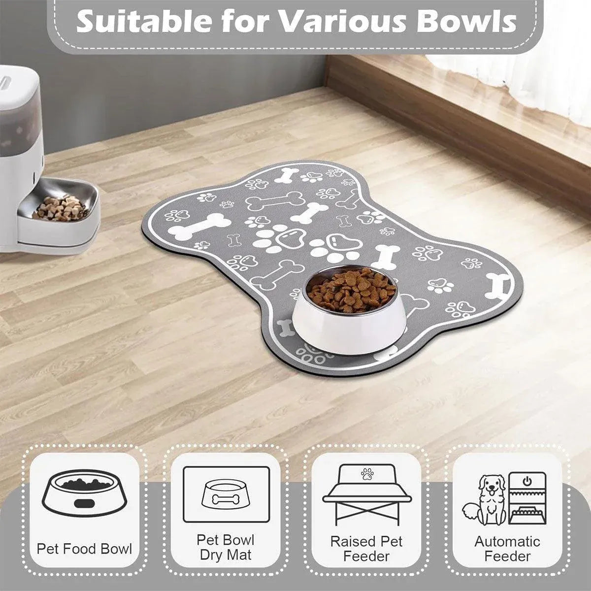 Premium Diatom Mud Pet Feeding Mat Non-Slip - Grey 50 x 80cm