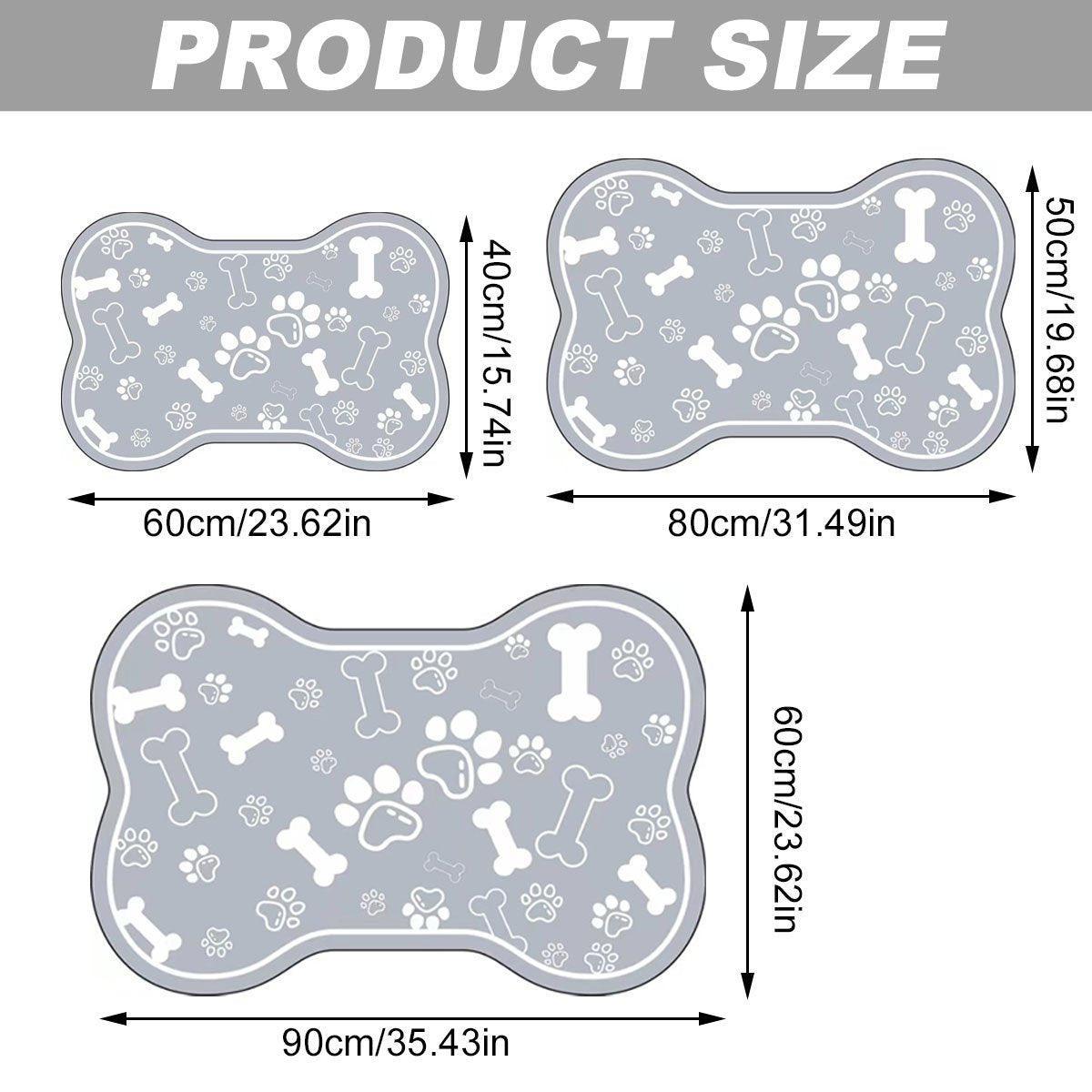 Premium Diatom Mud Pet Feeding Mat Non-Slip - Grey 60 x 90cm