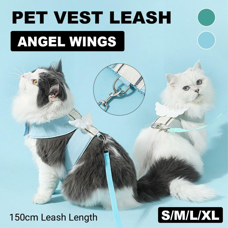 Premium Angel Wings Pet Harness & Leash Set - Blue M