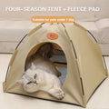 Folding Camping Pet Tent Bed for Cats & Small Pets - Beige, Size L - SuperSaverAU - view 5