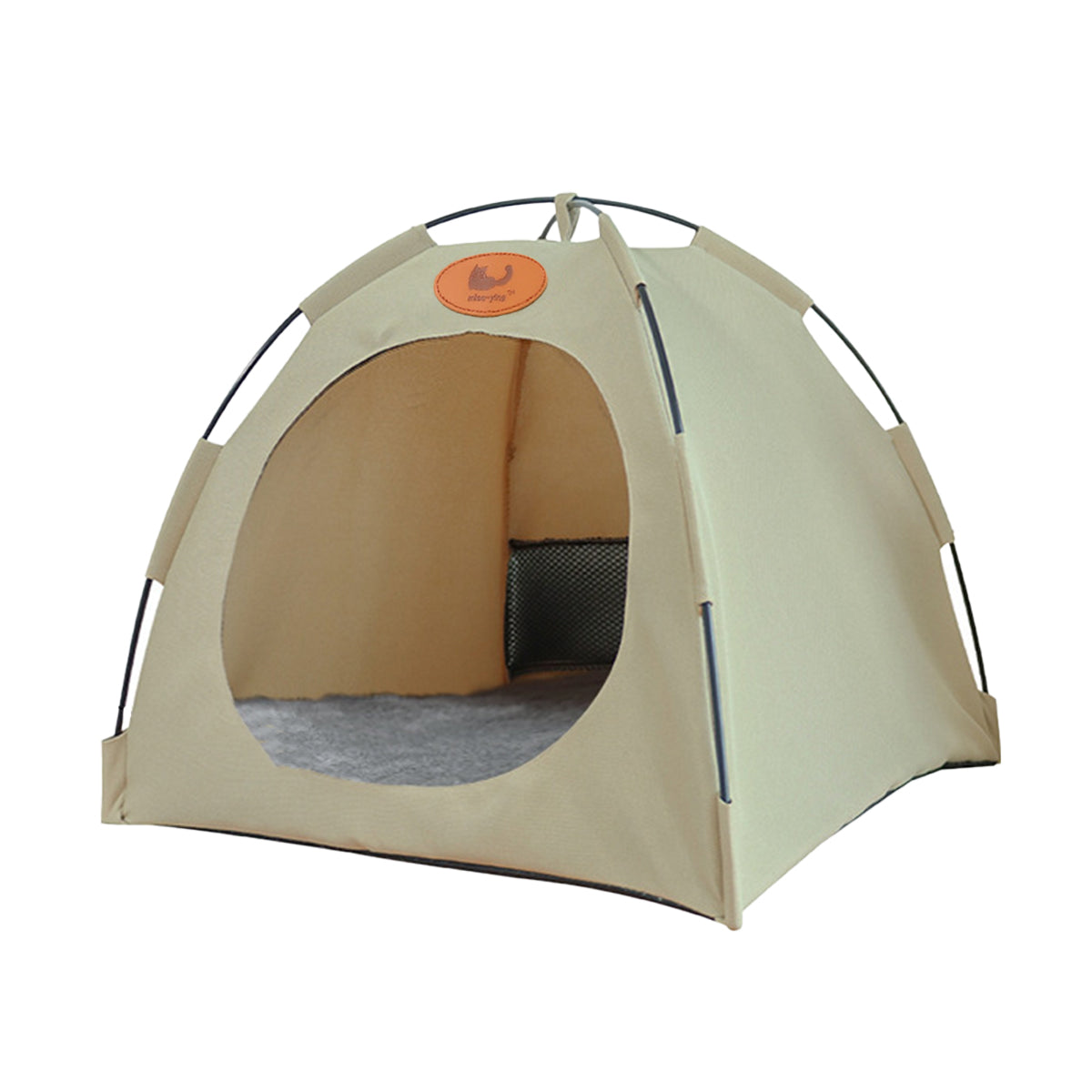 Folding Camping Pet Tent Bed for Cats & Small Pets - Beige, Size L