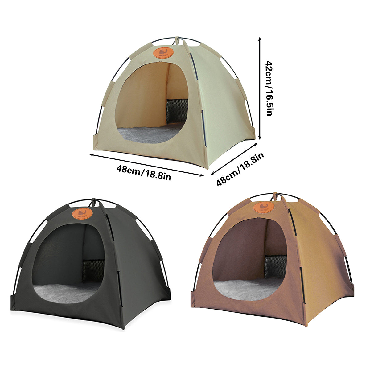 Folding Camping Pet Tent Bed for Cats & Small Pets - Coffee, Size L - SuperSaverAU - view 3
