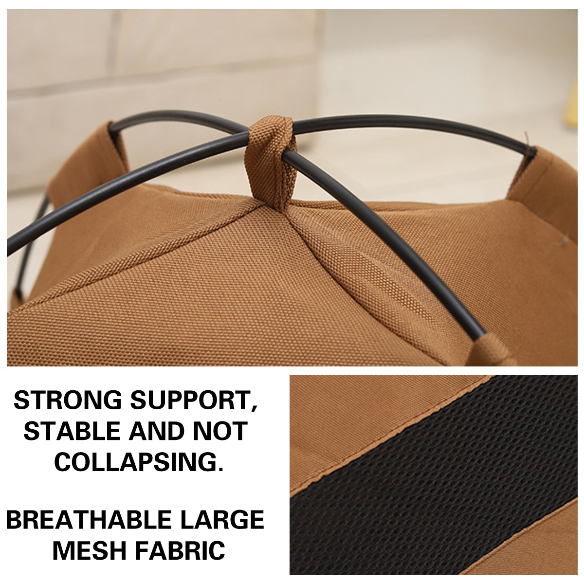 Folding Camping Pet Tent Bed for Cats & Small Pets - Coffee, Size L