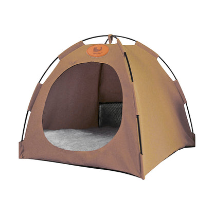 Folding Camping Pet Tent Bed for Cats & Small Pets - Coffee, Size L
