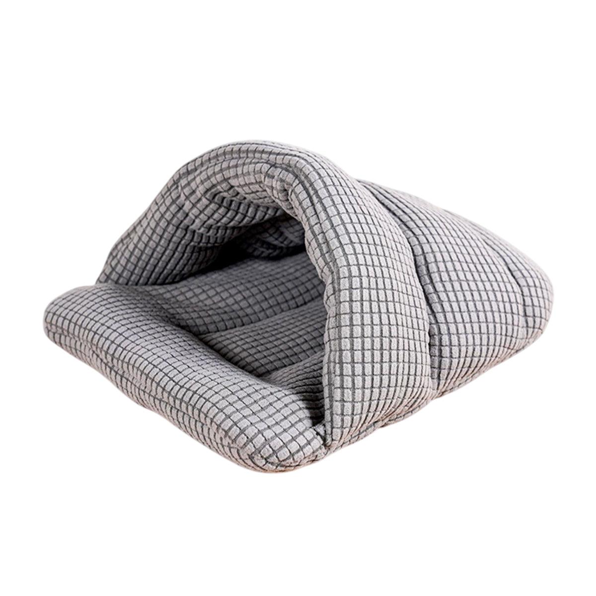 Pet Kennel Sleeping Bag Semi Enclosed Bed for Small Animals Cats and Puppies - Grey