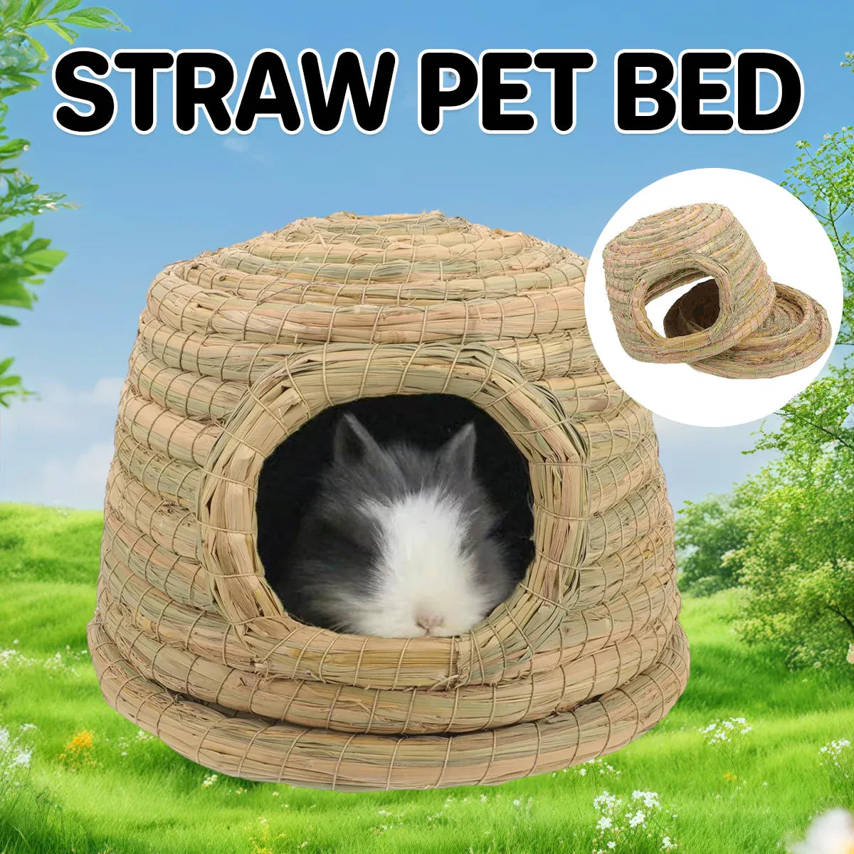 Premium Natural Straw Small Pet Grass Nest Hideout