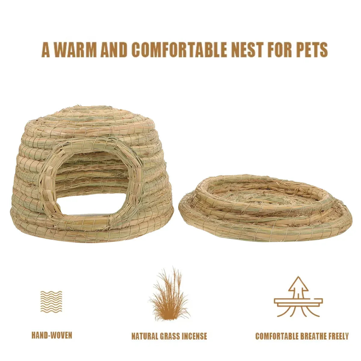 Premium Natural Straw Small Pet Grass Nest Hideout