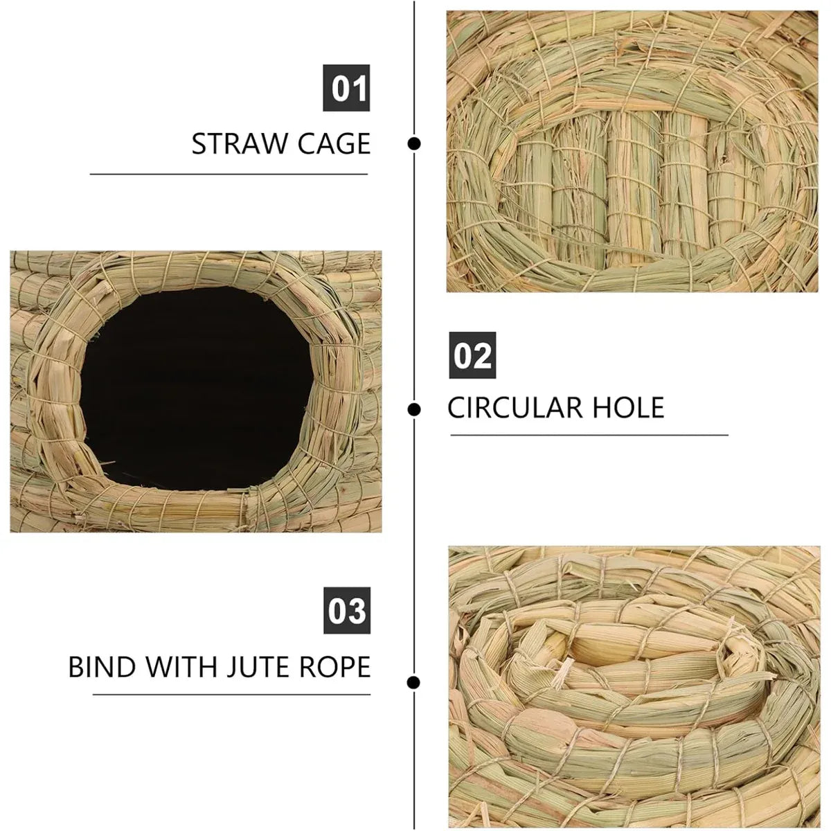 Premium Natural Straw Small Pet Grass Nest Hideout