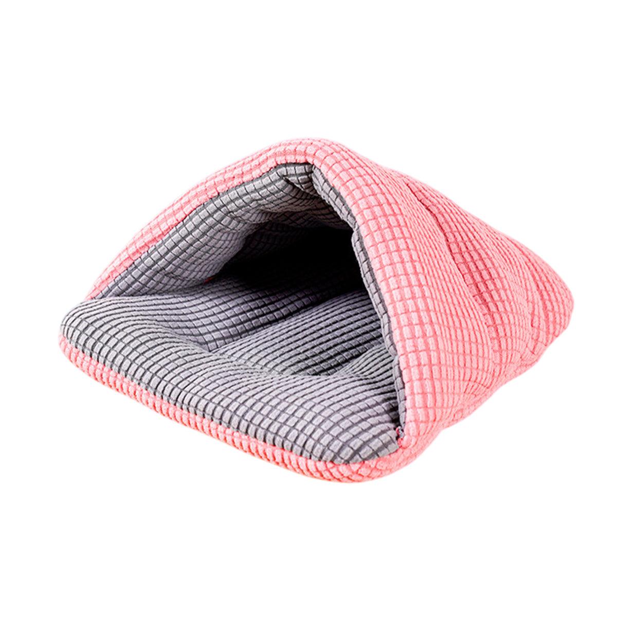 Pet Kennel Sleeping Bag Semi Enclosed Bed for Small Animals Cats and Puppies - Pink