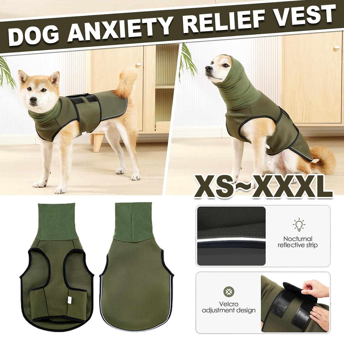Calming Dog Vest for Stress Relief, Travel, Thunder Wrap Jacket - L