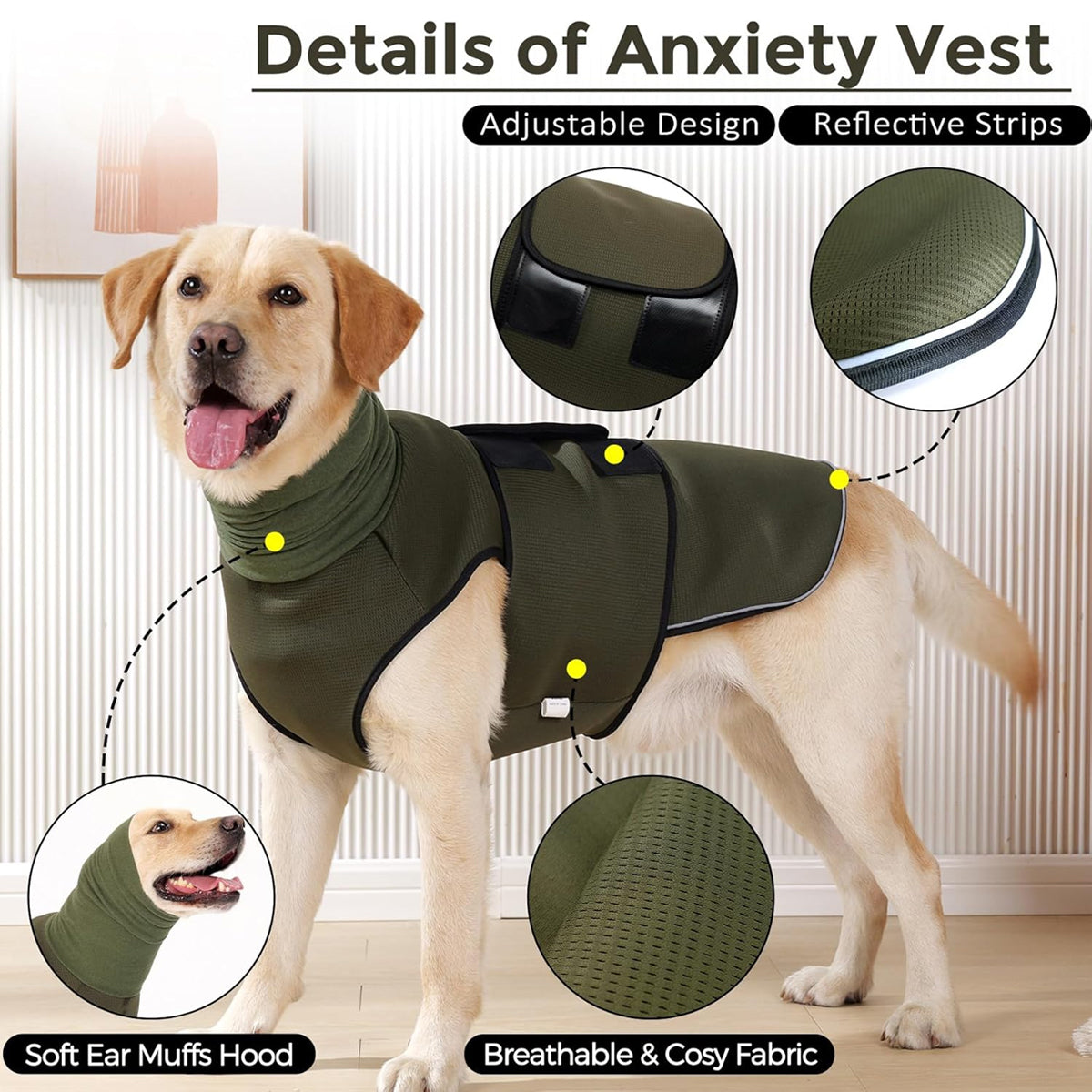 Calming Dog Vest for Stress Relief, Travel, Thunder Wrap Jacket - L