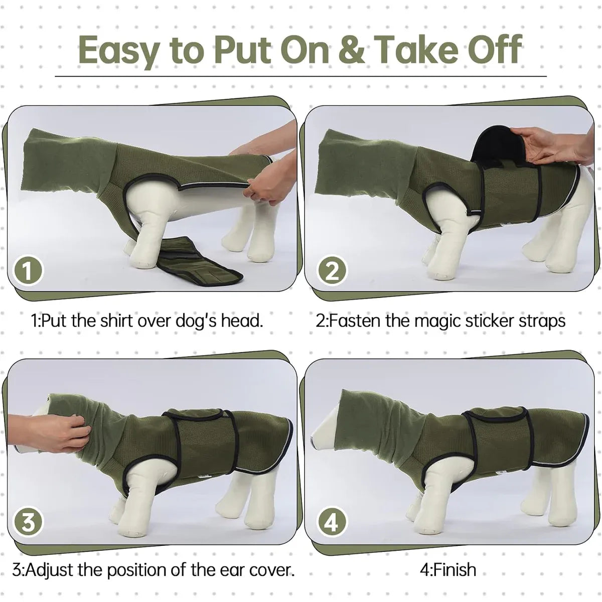 Premium Calming Dog Vest Breathable Thunder Wrap - Army Green XS
