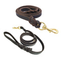 Handmade Cowhide Leather Dog Leash 150cm with 360° Brass Clasp - Brown - SuperSaverAU - view 2