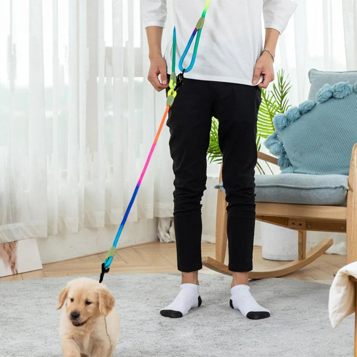 Premium Hands-Free Crossbody Dog Leash - Pink 230cm