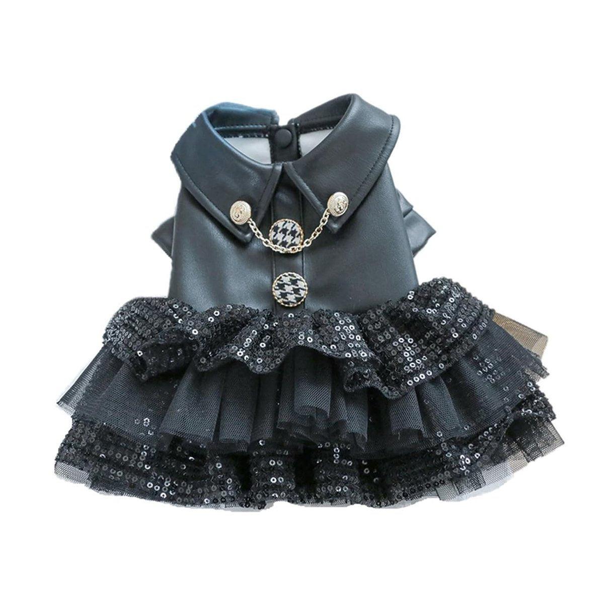 Pet Leather Skirt Outfit for Small Dogs and Cats - L, Sequins, Autumn Winter