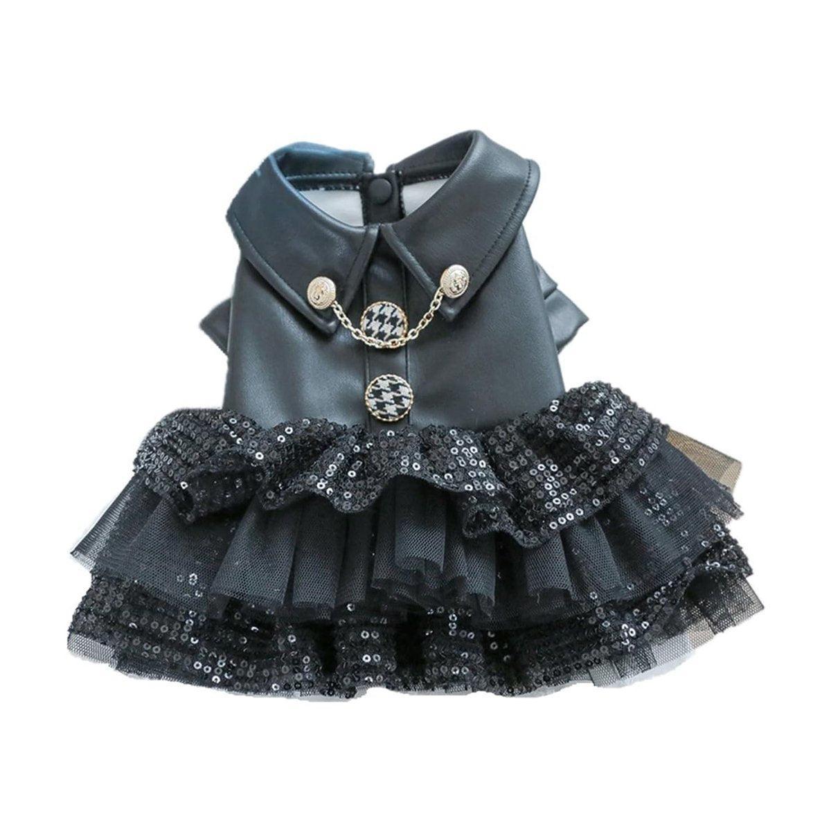 Pet Leather Skirt Outfit for Small Dogs & Cats - S, Sequins, Autumn/Winter
