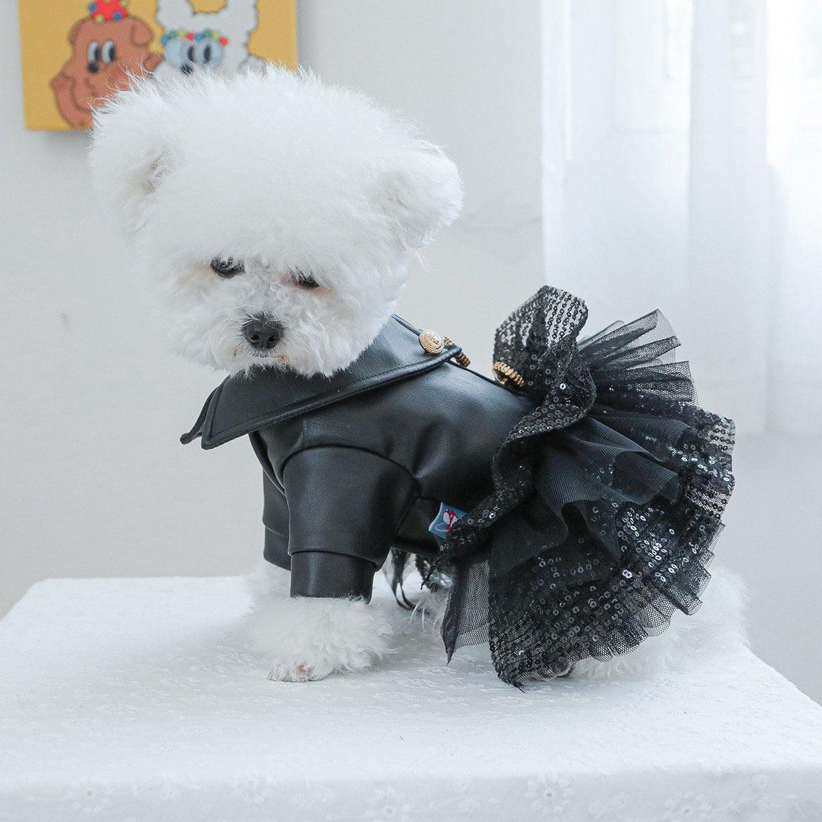 Pet Leather Skirt Outfit for Small Dogs and Cats - XS, Sequins, Autumn Winter - SuperSaverAU - view 4