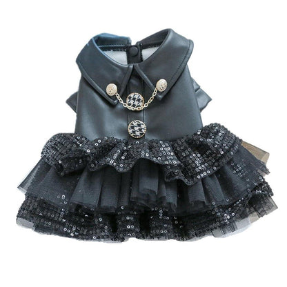 Pet Leather Skirt Outfit for Small Dogs and Cats - XS, Sequins, Autumn Winter
