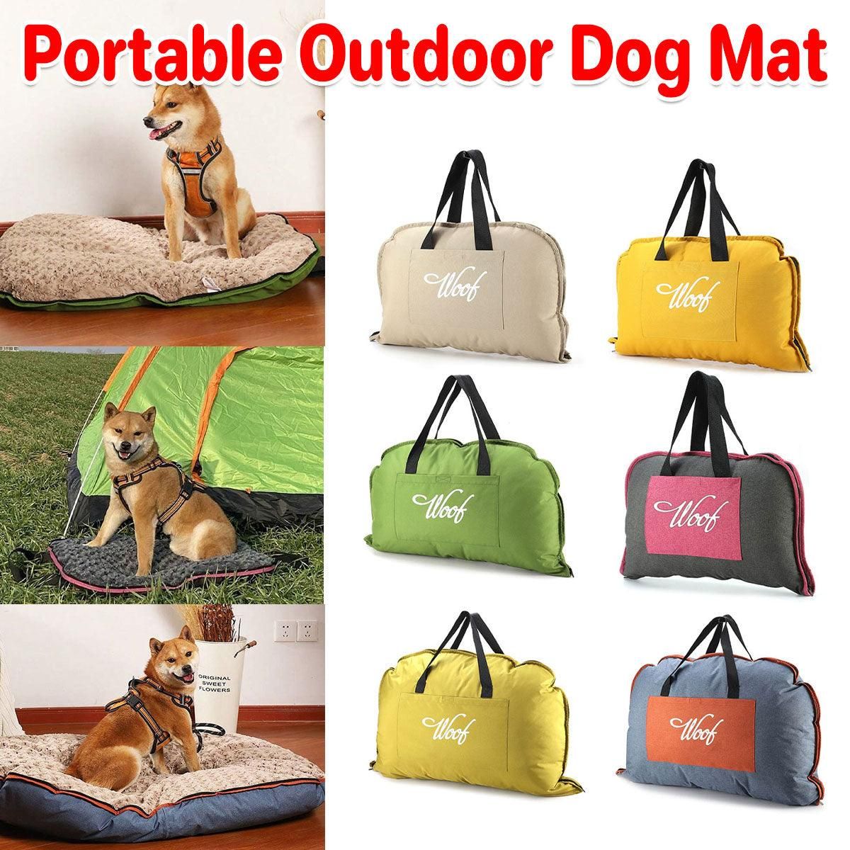 Portable Waterproof Dog Mat - Foldable Travel Bed with Zipper - Blue