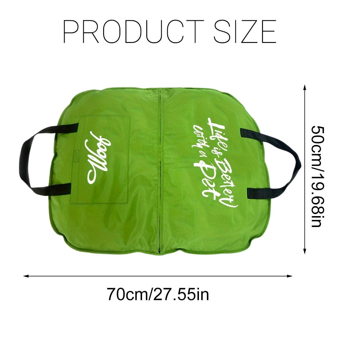 Portable Waterproof Dog Mat - Foldable Zippered Travel Bed - Green Size