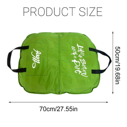 Portable Waterproof Dog Mat - Foldable Zippered Travel Bed - Green Size