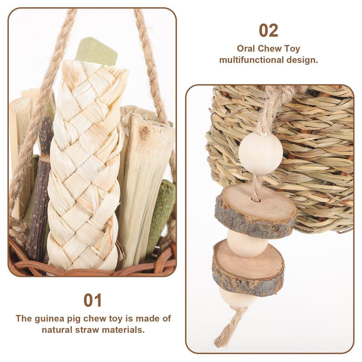 Premium Small Pet Teething Stick Set with Hanging Woven Basket