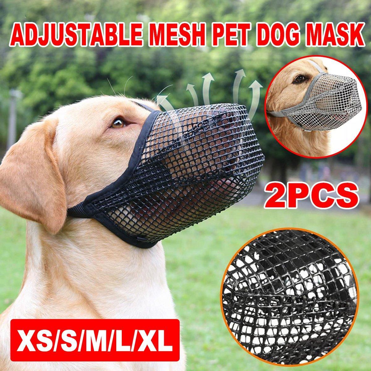 Premium Adjustable Mesh Dog Muzzles 2pcs - Black S