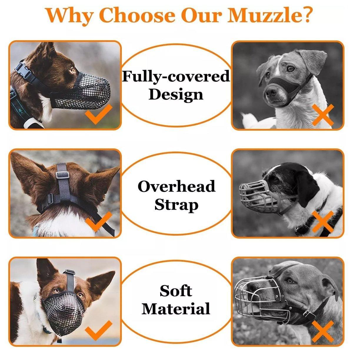 Premium Adjustable Mesh Dog Muzzles 2pcs - Black S
